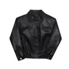 Chaqueta de Cuero PU Estilo Americano para Hombre Primavera y Otoño Británica Pia Ya Hombres Alto Nivel Sensación Perfil Ropa Biker Tendencia Chaqueta de Cuero