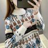 Suéter Nuevo 2024 Explosiones para Mujer con Forro de Felpa Engrosado Cuello Medio Alto Jacquard Estilo Camisa Base Interior Invierno para Mujer