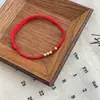 Pulseira com Fio Vermelho e Contas do Ano Zodiacal em Prata Esterlina 925 Kaiming para Mulheres, Novo Estilo Chinês, Estilo Nacional, Luxo Leve, Joias de Mão de Nicho Atacado