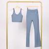 Conjunto de Chaleco Lulu U y Pantalones Acampanados, Ajustado con Cuello Alto, Cremallera Dorada Elástica, Conjunto para Fitness Yoga