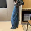 ¡Serie Etiqueta Dorada! Ajuste clásico recto y slim, elasticidad en cuatro direcciones, bloques de color, jeans rectos bordados inspirados en lo vintage para mujer, colección de otoño