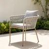 Silla de ratán para patio exterior, mesa y sillas de ocio, balcón al aire libre de jardín para el hogar, silla creativa con respaldo de cuerda para casa de huéspedes, mesa de café pequeña