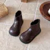 Botas de Couro Infantis para Meninas, Forradas, Novo Estilo Outono/Inverno, Novas Botas Martin Grossas, Desfile de Moda, Botas Curtas Simples para Bebê