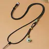 Corda de Pingente de Lótus de Lado Único com Pingente de Jade e Ouro, Corda de Colar com Pingente de Jade Fresco Tecida à Mão para Homens e Mulheres, Atacado