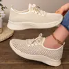 Zapatos Casuales de Punto Volador Estilo Otoño Nuevo, Zapatos Deportivos Transpirables de Poliuretano, Zapatos de Malla para Mujer de Talla Grande, Comercio Exterior, Listos para Enviar