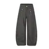 Oso Mágico 2026 Nuevo Diseño Retro Americano de Remaches Multilinea Pantalones Casuales de Pierna Ancha Rectos Holgados Pantalones de Sable