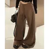 Calça Cinza Wide Leg para Mulheres 2026 Primavera Nova Cintura Alta Reta Solta Emagrecimento Fluida Calças Esportivas de Primavera e Outono Calça de Moletom