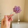 Delicada horquilla en forma de U con borla de flor de peonía para mujer, sentido de alta gama, broche para cabello tipo moño, paso a paso, horquilla antigua para cabello, peine, tocado