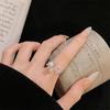 Anillo Abierto Color Rosa Estrella Diamante Incrustado Circonita Lujo Ligero Lazo Diseño de Nicho Corazón de Niña de Cuento de Hadas