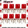Em estoque, vendendo muito, capas de cadeira de Natal em TNT vermelho, decorações de mesa de Natal, chapéus de Natal, toalhas de mesa e capas de cadeira