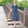 Vestido de Algodón y Seda Estilo Nuevo 2026 para Mujeres de Mediana Edad y Mayores, Ropa de Exterior de Moda de Verano, Vestido Floral Talla Grande para Mamás