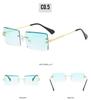 Gafas de sol de moda europea y americana 2024 gafas de sol sin montura con corte de diamante gafas de sol cuadradas degradadas ins
