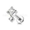 Pendientes F136 Cuadrados de Circonita Rosca Interna Labio Uña Uña de Cartílago Cuerpo de Aleación de Titanio G23 Joyería para Piercings Accesorios para la Cabeza