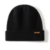Chapéu de Cashmere Moldado de Linha Única Masculino Outono e Inverno Dupla Camada Gorro de Ponto com Pelo Chapéu para Ciclismo ao Ar Livre