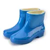 Botas de lluvia de forro polar fijas para mujer, botas de lluvia cortas cálidas, zapatos impermeables, zapatos de goma antideslizantes con forro de algodón para mujer adulta