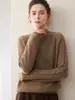 Suéter de Cashmere Puro com Gola Meia-Alta Engrossada para Mulheres Outono Inverno Mangas com Trança Malha Base Solta Afinando Suéter Top de Malha