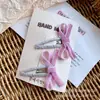 Pinza para el pelo de terciopelo para niños estilo coreano, para otoño e invierno, con lazo hecho a mano, pinza lateral con borde plateado para niñas