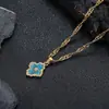 Nuevo Collar de Acero de Titanio de Trébol de Cuatro Hojas Personalidad Masculina Cadena Versátil para Clavícula Adorno para Collar Accesorios de Lujo Ligero de Alta Gama para Mujer