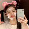 Diadema de peluche rosa con forma de oso de fresa y ciervo blanco 2023, nueva diadema para el pelo de una celebridad de Internet, para lavarse la cara, para mujer