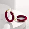 Brincos de Argola Redondos Flocados Retrô Outono e Inverno para Mulheres, Luxo Leve, High-End, Brincos Grandes Personalizados, Brincos Versáteis da Moda Atacado