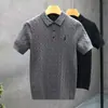 Camisa polo, camisa de punto, camiseta de manga corta para hombre, con cuello camisero, tejido de trenzas, bordado de caballo, estilo old money, verano, venta al por mayor de fábrica transfronteriza