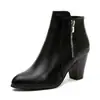Botines de tobillo con cremallera para mujer transfronterizos europeos y americanos en stock, acabado desgastado, tacón grueso, 25 modelos nuevos, venta al por mayor de fabricante, AliExpress, venta al por mayor lateral, tallas grandes