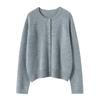 Cárdigan de mujer 100% cachemir, nuevo y genuino, de otoño e invierno, de alta gama, sencillo, de color sólido, con cuello redondo, chaqueta de punto grueso.