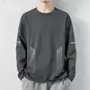 [Destaque] Camiseta Fina de Manga Longa de Outono para Homens, Elástica, Secagem Rápida, Caimento Solto, Camiseta Básica Casual Tendência com Gola Redonda