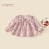 Camisa de Otoño para Niñas 2026 Nuevo Estilo Moda Estampado Floral Cuello Solapa Casual Primavera y Otoño Camisa tipo Muñeca para Niñas