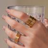 Anillo Mili de Acero Inoxidable de Alta Calidad con Garras y Circonita de Flor de Ciruelo de 7 mm Chapado en Oro Real de 18 Quilates Anillo Sencillo de Moda Venta al por Mayor