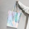 Bolsa de Compras Europea y Americana de PU Transfronteriza Bolso de Mano Grande de Cuero Láser Versátil de Colorido Contrastante Bolso de Hombro Único para Mujer Personalización