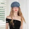 2025 Nueva Moda Retro Gorra de Mezclilla Adelantada Calle Casual Versátil Boina Chica Popular Gorra de Pico Gorra de Pintor