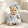 30cm Urso Articulado Médio Lina Roupas Urso Branco Boné de Bola Macacão Roupa Boneca Urso de Pelúcia Vestir