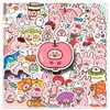 52 Adesivos Kana Hera Animal de Desenho Coelho Rosa Fofo Impermeável Decorativo Capa de Celular Adesivos para Copo d'Água
