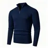 Otoño/Invierno 2026 Comercio Exterior Moda Masculina Trendy Suéter Pulóver de Punto Trenzado con Media Cremallera Ropa de Punto Básica Casual