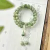 Pulseira Empilhada de Duplo Círculo Bodhi Verde Leitoso Semelhante ao Jade, Pulseira de Joia de Mão Estilo Chinês Novo de Duplo Círculo Raiz de Bodhi