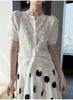 Cardigan de Malha de Manga Curta para Mulheres Hong Kong e Americano, Blusa Plissada Estilo Francês para Primavera e Verão, Moderna e Elegante