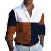 2026 Nueva Camisa Casual Transfronteriza para Hombre con Bloques de Color y Manga Larga Moda Masculina para Primavera y Otoño