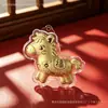 Chaveiro de ouro 999 puro "Fique Rico Logo", pingente de cavalo do zodíaco com fio vermelho, presente promocional feito sob medida para eventos corporativos