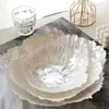 Plato de Fruta de Cristal de Alta Gama con Forma de Flor, Color Blanco Perlado, para Uso Doméstico, Adecuado para Bocadillos de Sala de Estar, Frutas Secas y Exhibición de Frutas