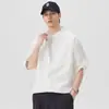 Ropa Popular para Hombre / Camisa Ligera de Lino de Manga Corta Estilo Old Money para Hombre, Camisa Casual Holgada Retro Americana