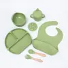 Set de Tazón Personalizado para Comida de Bebé Silicona Anti-Caída Tenedor y Cuchara Set de Vajilla Silicona de Grado Alimenticio Vajilla Ventosa de Alimentación