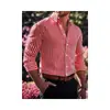 Camisa Masculina Amazon de Tecido Elástico em Quatro Direções, Cor Natural, Botões, Manga Longa, Cor Sólida, Moda Masculina Transfronteiriça, Corte Slim, Casual de Negócios, Frete Grátis