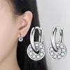 Pendientes Redondos Geométricos de Plata de Ley 925 Estilo Nuevo 2026 Pendientes Personalizados Incrustados de Diamantes para Mujer Pendientes Exquisitos Pendientes Elegantes