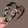 Faixa de cabeça com strass estilo celebridade para mulheres, tiara de alta coroa, acessório de cabelo elegante feito à mão com contas, presilha de cabelo