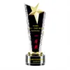 Troféu de Metal com Cristal, Troféu Personalizado de Estrela de Cinco Pontas, Troféu de Lâmina de Pickling Côncava, Troféu de Coroa de Vidro Feito Sob Medida