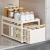 Estante de almacenamiento para debajo del fregadero de la cocina, organizador tipo cajón para encimera, especiero multifuncional, cesta extraíble, estante de gabinete