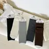 Polainas estilo Miu, nueva colección de otoño, polainas sin pie con volantes estilo japonés, calcetines holgados acanalados de color liso, adelgazantes, estilo coreano