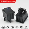 Lâmpada Olho de Gato Azul Kcd4 Interruptor Basculante 4 Pinos Formato de Barco Dois Velocidades Interruptor Basculante 4 Pinos 2 Velocidades Slot Duplo para Cartão