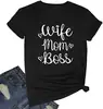 Tallas Europeas TransfronterizasSitio Independiente Tallas EuropeasCamiseta para Mujer con Patrón Wifemomboss, Camiseta Divertida y Linda